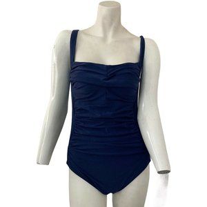Smismivo One Piece Swimsuit Blue Ruched Womens Med